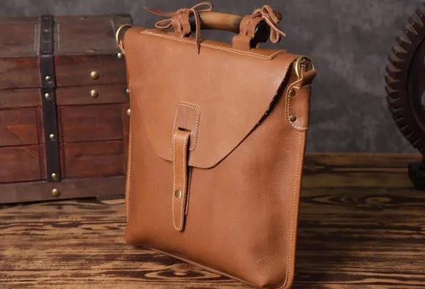 Vintage leather mens Small Messenger bag Shoulder Laptop bag Briefcases