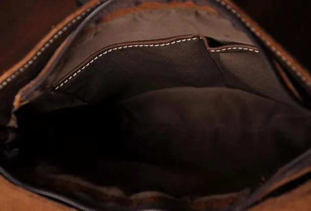 Vintage leather mens Small Messenger bag Shoulder Laptop bag Briefcases