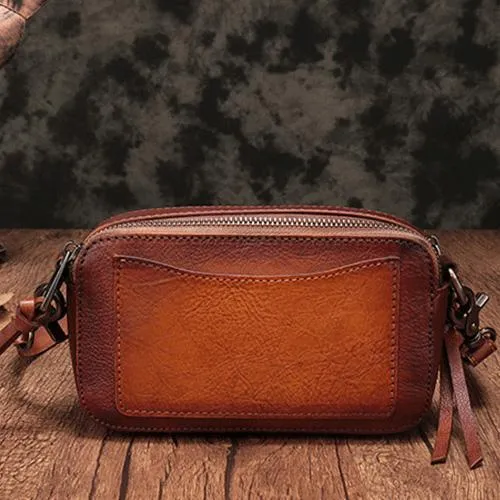 Vintage Leather Red Womens Clutch Side Purse Small Cube Shoulder Bag Leather Purse Crossbody Bags