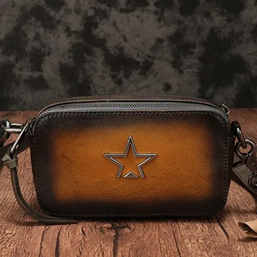 Vintage Leather Red Womens Clutch Side Purse Small Cube Shoulder Bag Leather Purse Crossbody Bags