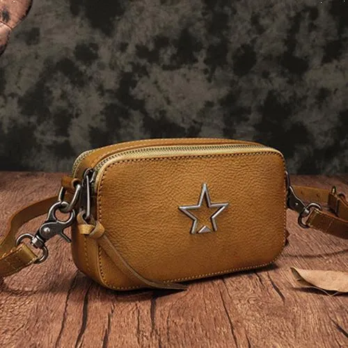 Vintage Leather Red Womens Clutch Side Purse Small Cube Shoulder Bag Leather Purse Crossbody Bags