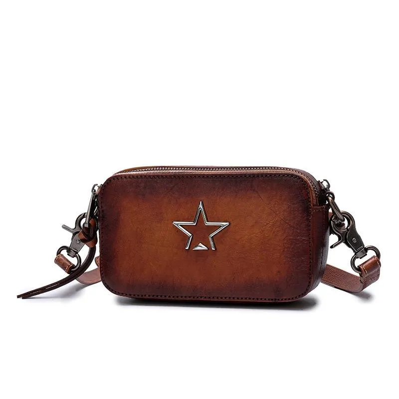 Vintage Leather Red Womens Clutch Side Purse Small Cube Shoulder Bag Leather Purse Crossbody Bags