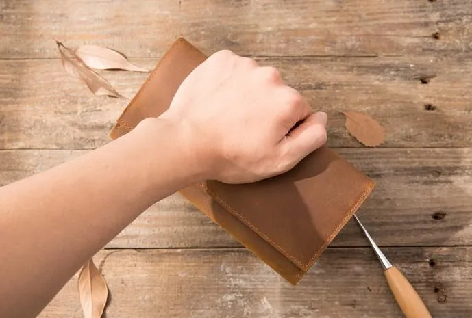 Vintage Slim long Wallet Leather Mens Tan Wallet Long Wallet for Men