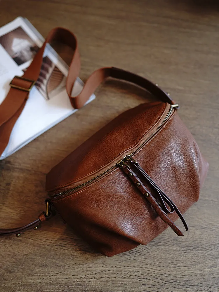 Vintage Womens Black Leather Saddle Shoulder Bag Crossbody Bag for Women