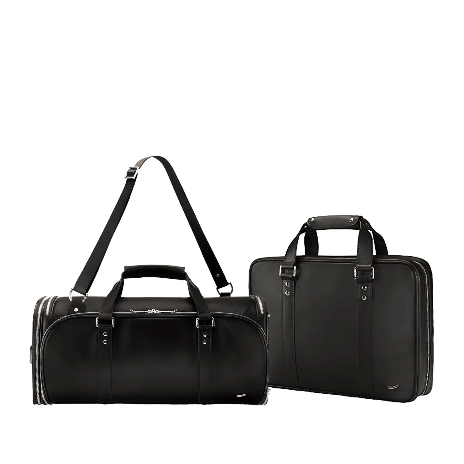 Vocier 2-Piece Travel Set Leather Travel Bag & Leather Briefcase