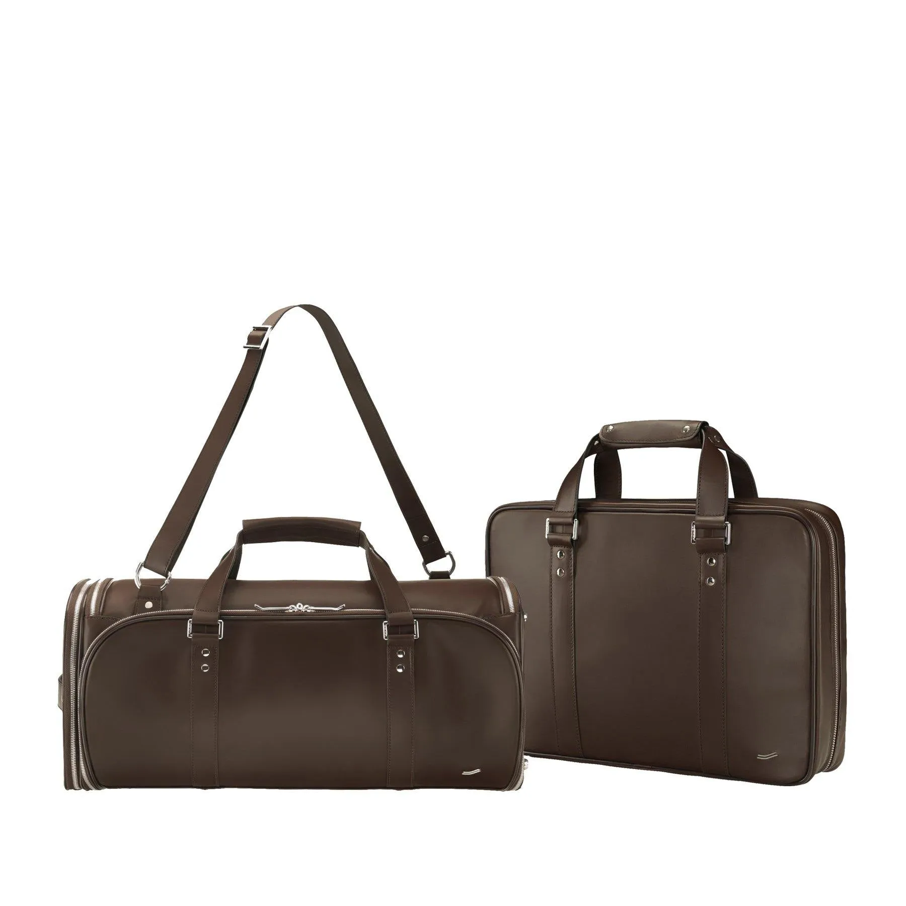 Vocier 2-Piece Travel Set Leather Travel Bag & Leather Briefcase