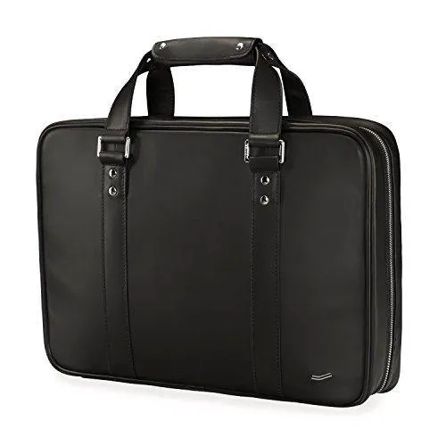 Vocier 3-Piece Travel Set Zero Crease System, Leather Briefcase & Dopp Kit
