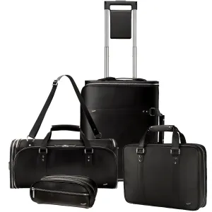 Vocier 4-Piece Travel Set Zero Crease System, Leather Travel Bag, Leather Briefcase & Dopp Kit