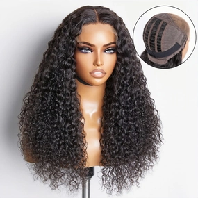Wear & Go Breathable Air Cap Deep Wave Pre Bleached Lace Frontal Wigs Human Hair