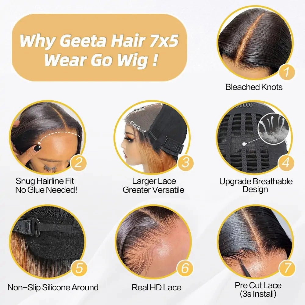 Wear and Go Glueless Wigs Human Hair Pre Plucked Pre Cut 7x5 HD Lace Wigs Ready to Wear Curly Bob Wigs