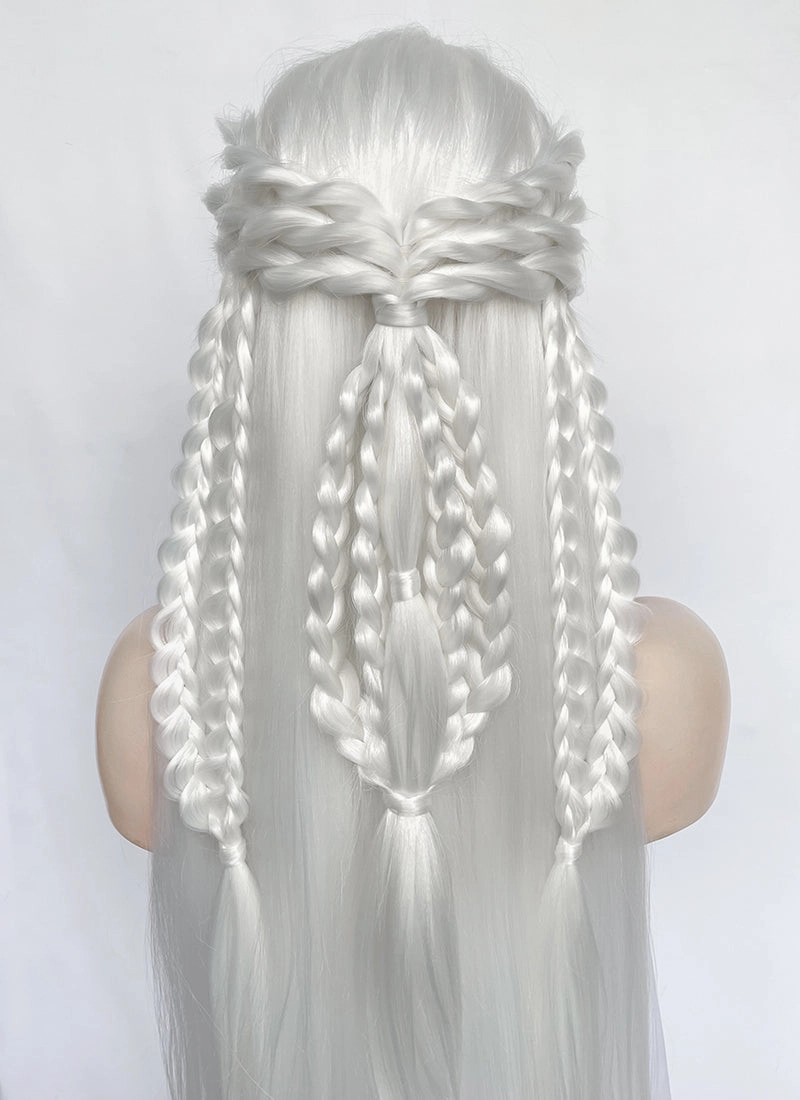 White Braided Yaki Lace Front Synthetic Wig LF2153