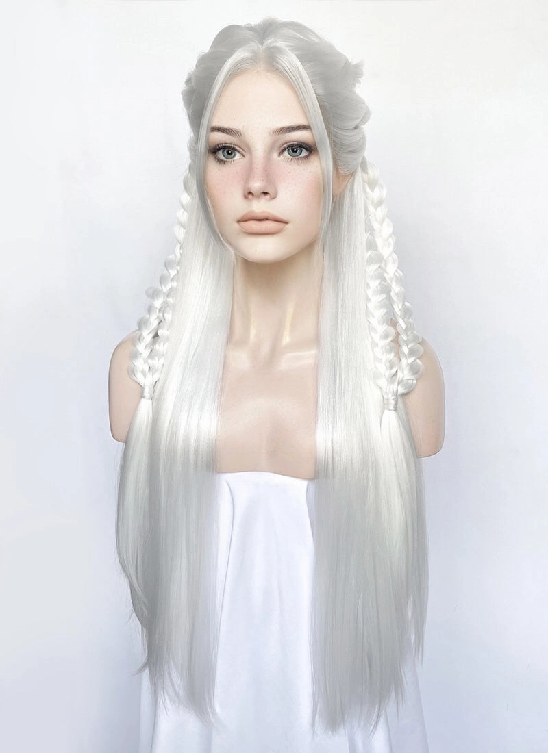 White Braided Yaki Lace Front Synthetic Wig LF2153