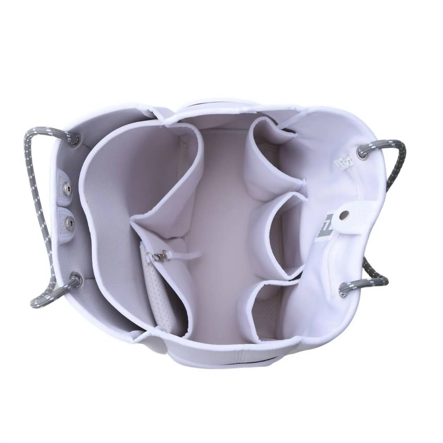 Women Courtside Large Tote Bag In White With Silver And Blue Stripes