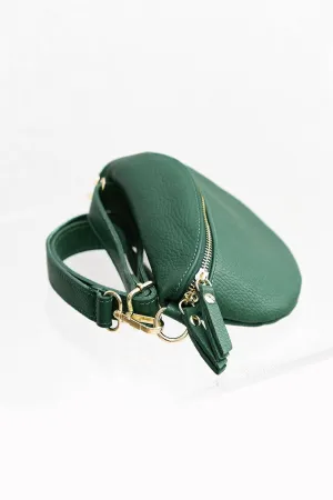 Women Leather Fanny Handbag In Hunter Green