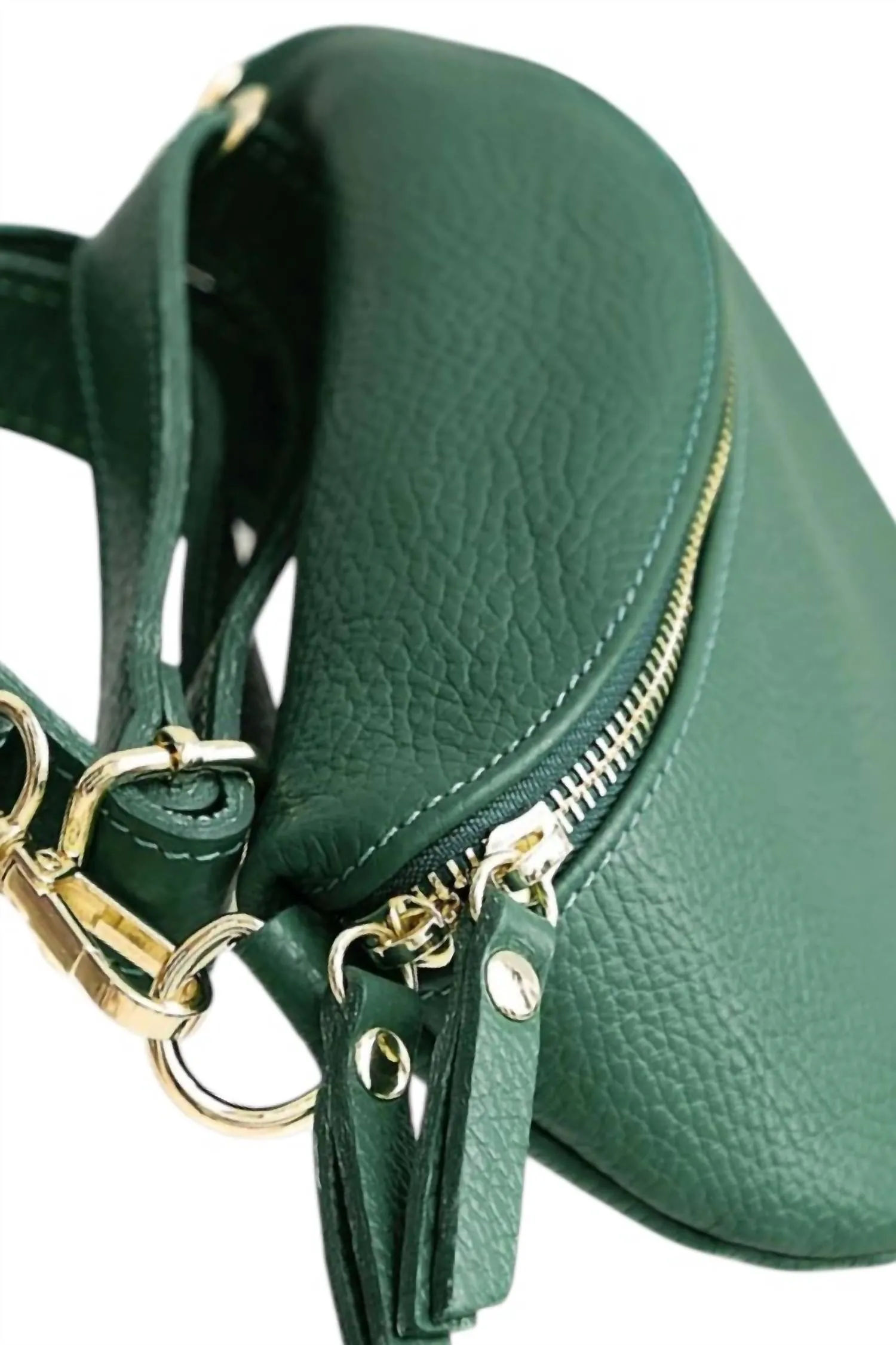 Women Leather Fanny Handbag In Hunter Green