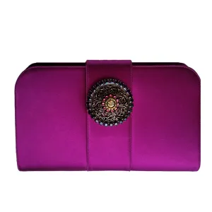 Women's Bella Satin Clutch With Crystal In Orchidea