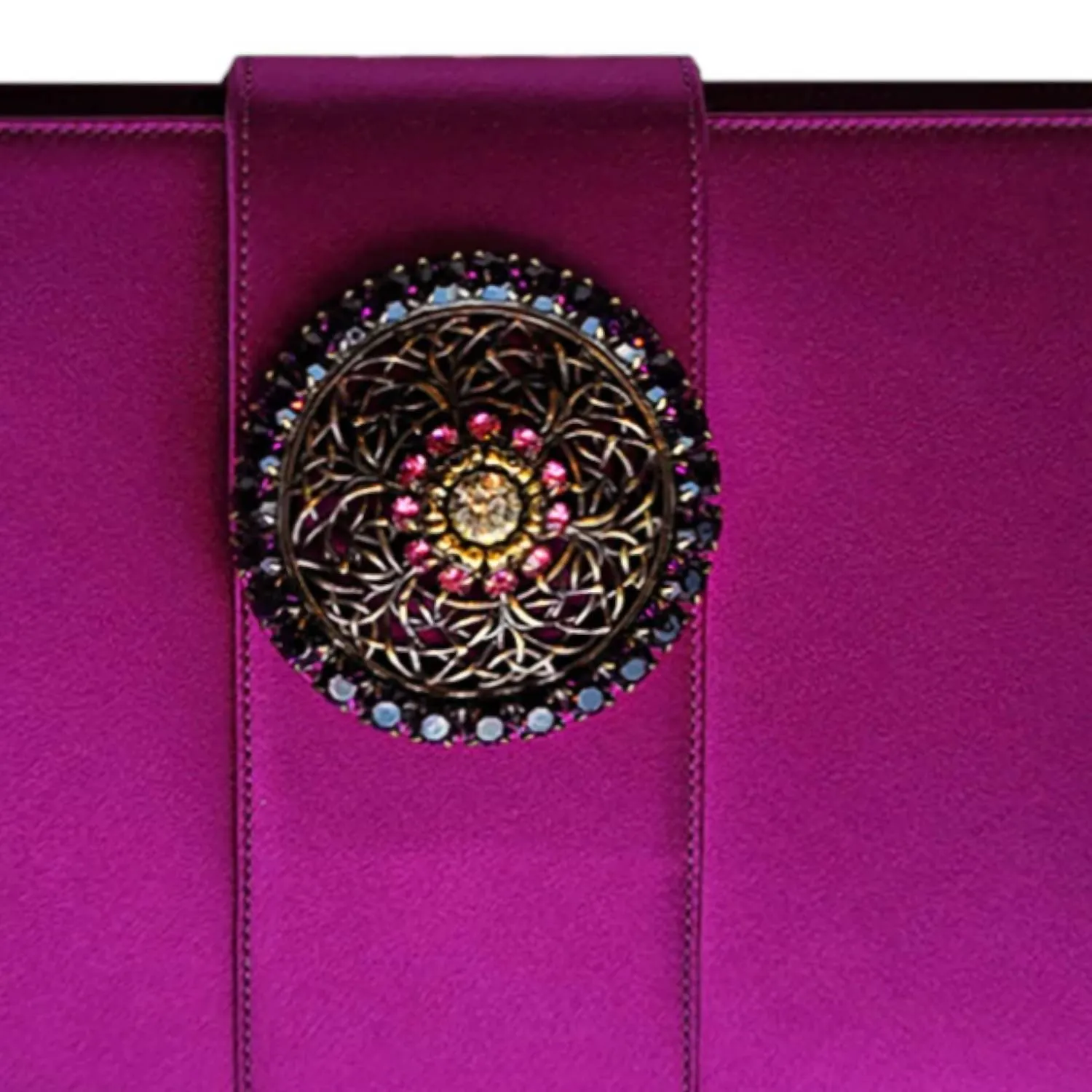 Women's Bella Satin Clutch With Crystal In Orchidea