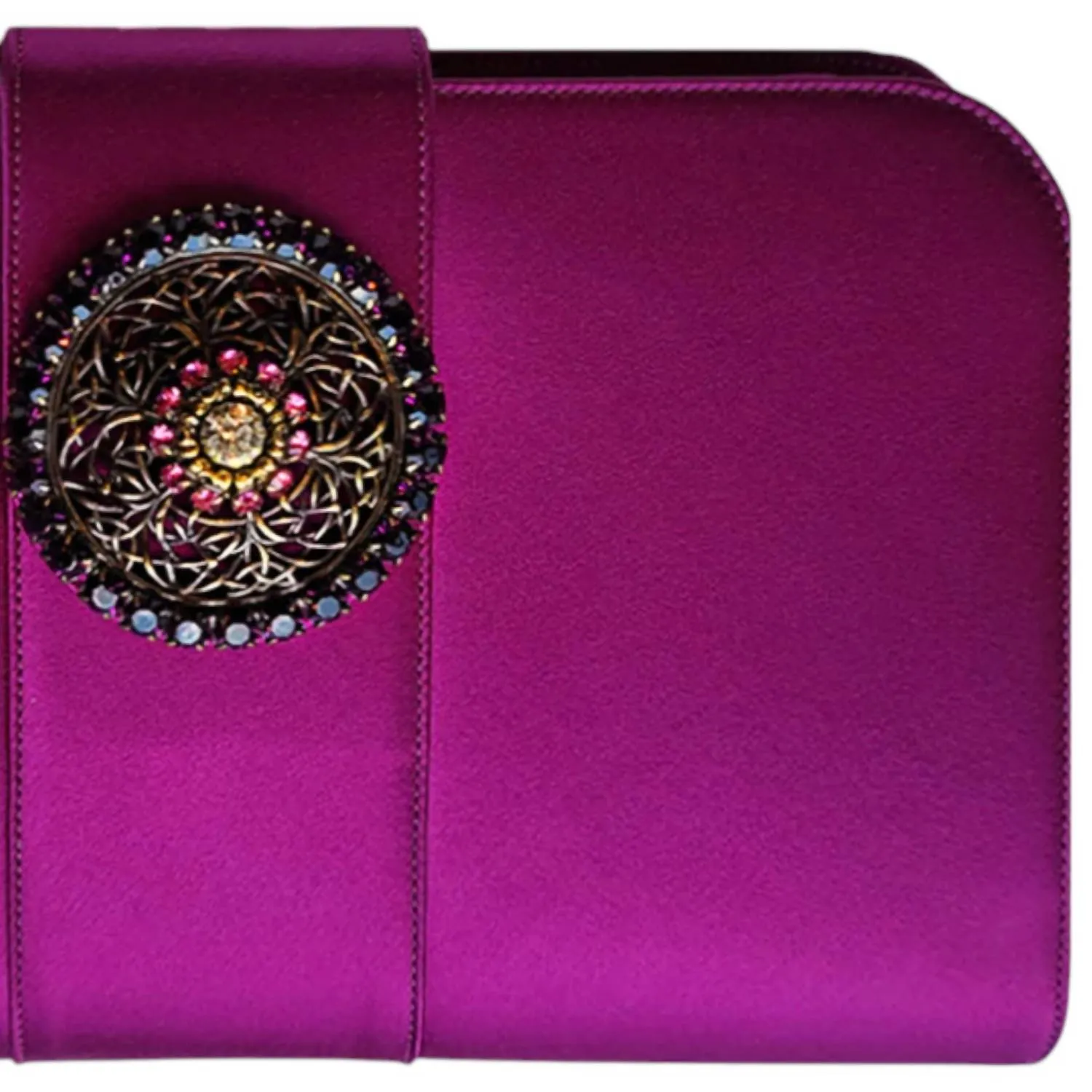 Women's Bella Satin Clutch With Crystal In Orchidea
