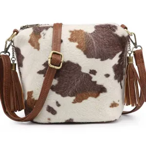 Women's Cow Print Crossbody Bag In Brown