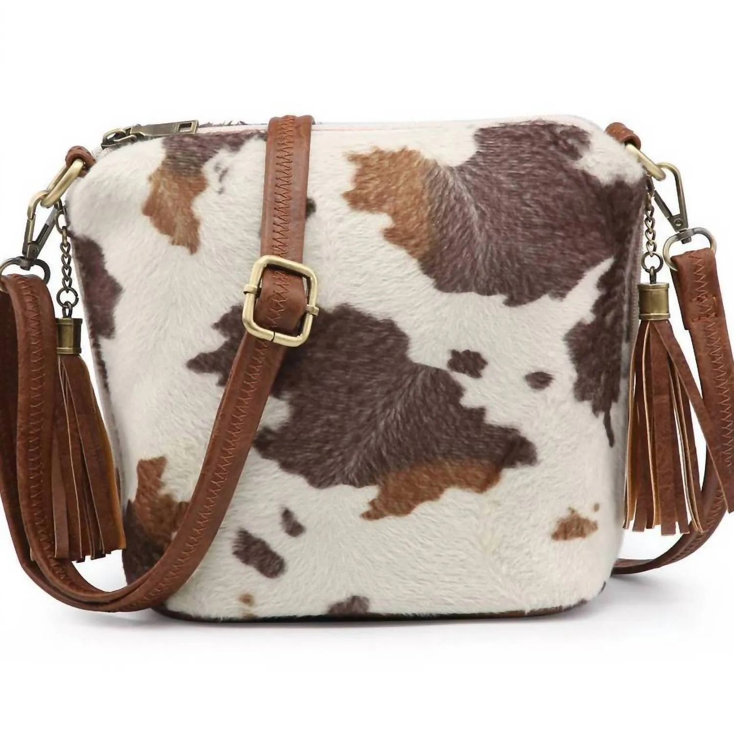 Women's Cow Print Crossbody Bag In Brown