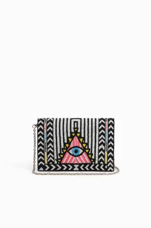 Women's Egyptian Eye Clutch In Black