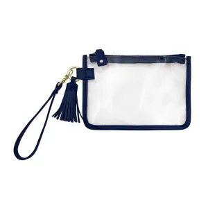 Women's Game Day Clear Tassel Wristlet In Navy