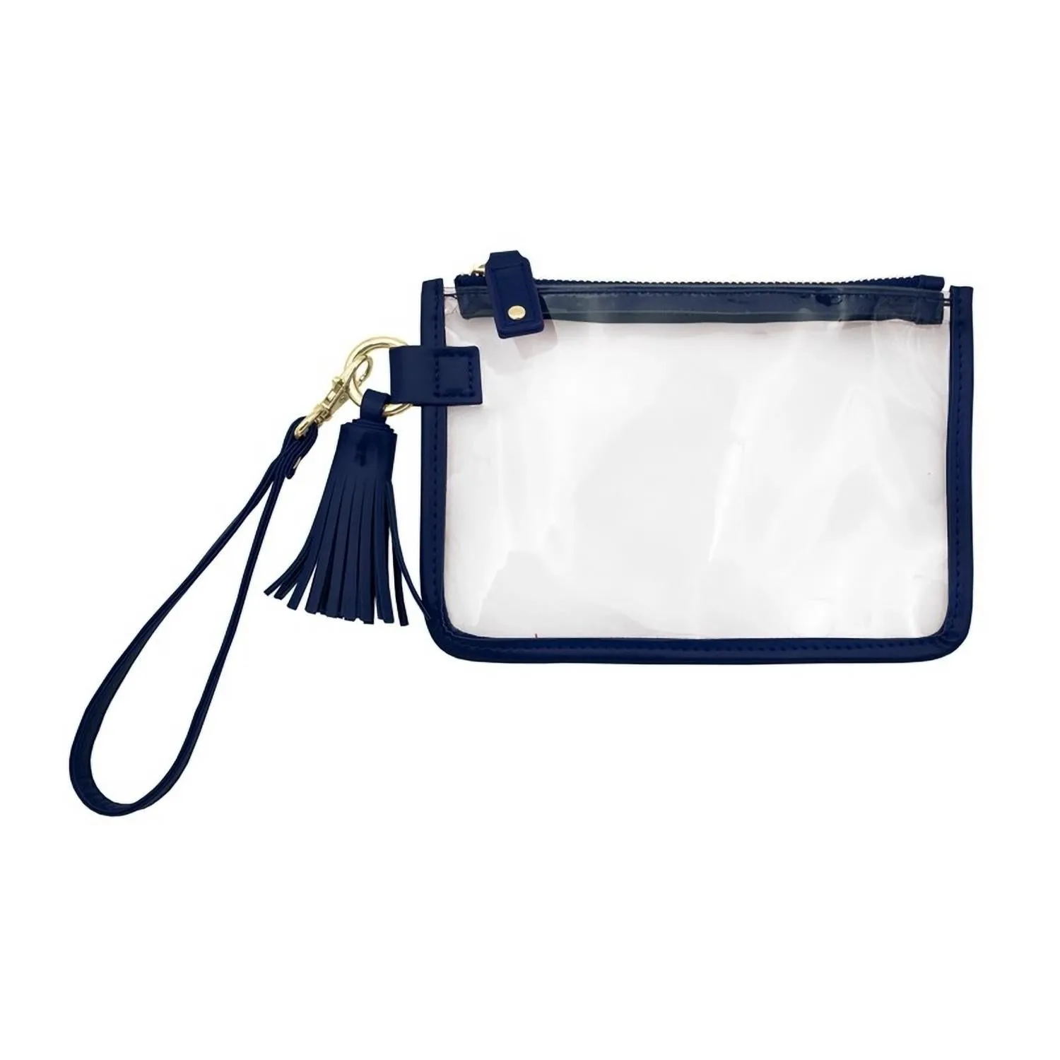 Women's Game Day Clear Tassel Wristlet In Navy