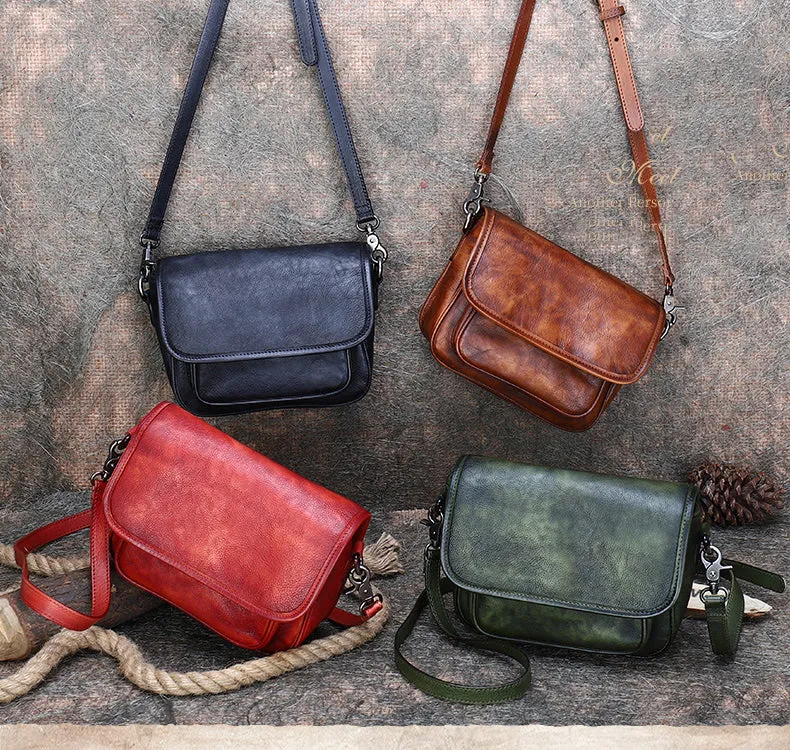 Womens Green Leather Flip Side Bag Best Shoulder Bag Small Crossbody Purse for Ladies