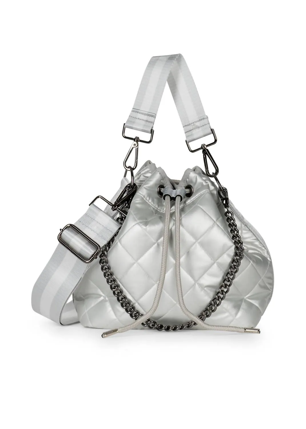 Women's Lindsey Puffer Bucket Bag In Vapor Silver