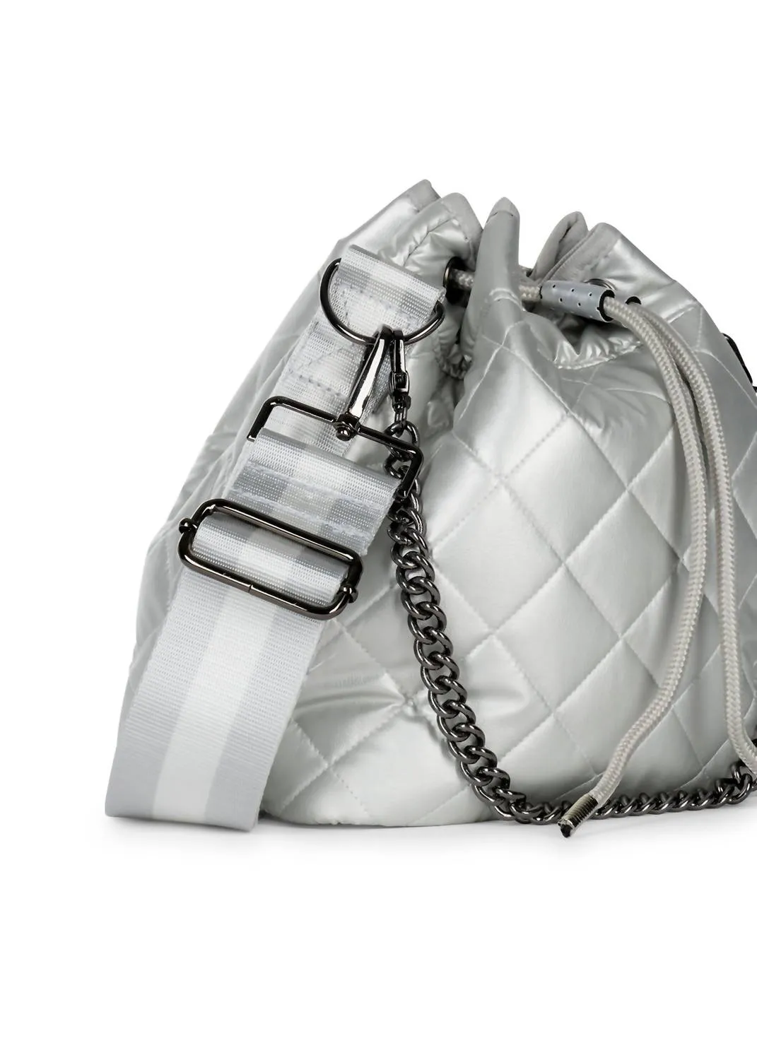 Women's Lindsey Puffer Bucket Bag In Vapor Silver