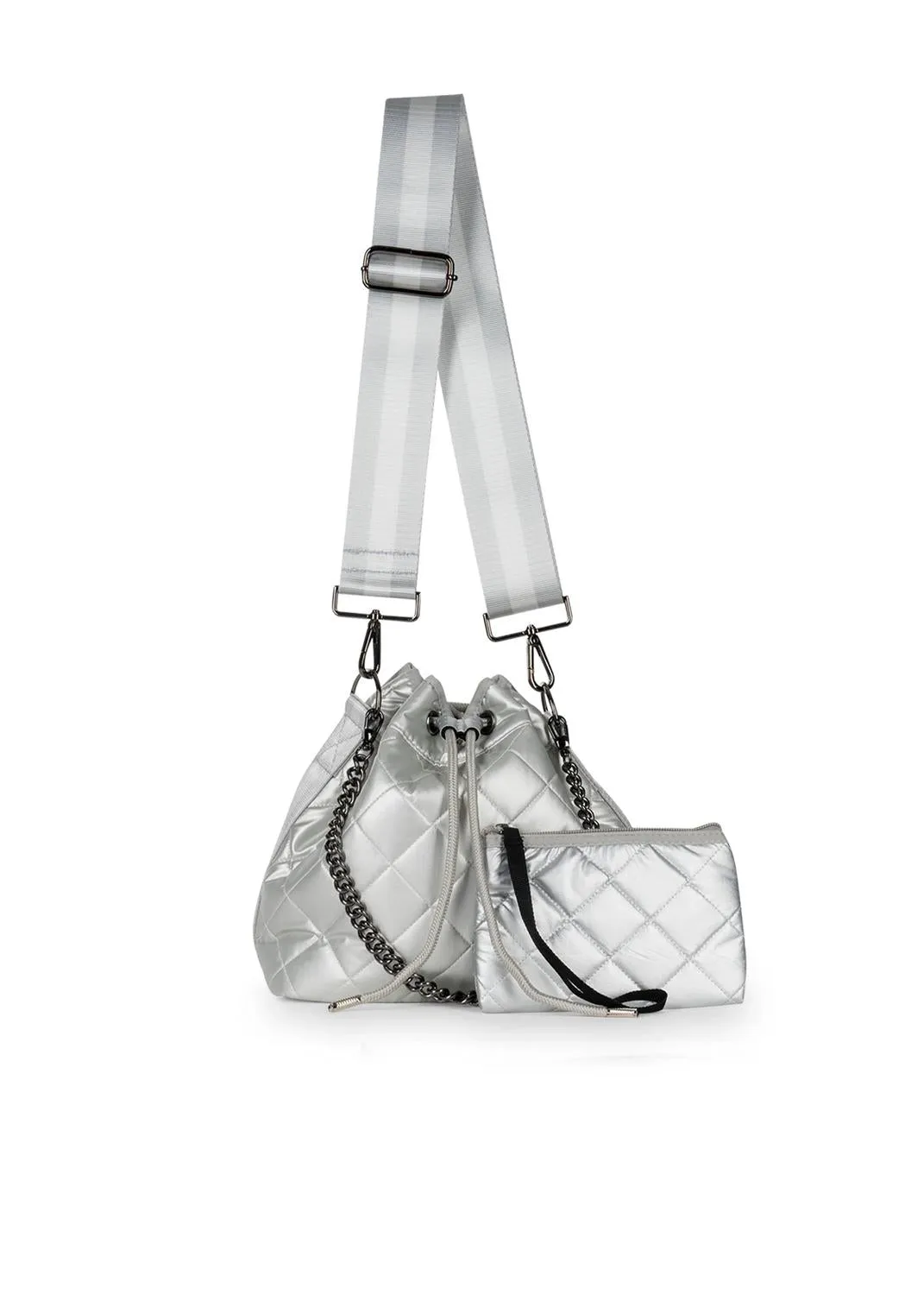 Women's Lindsey Puffer Bucket Bag In Vapor Silver