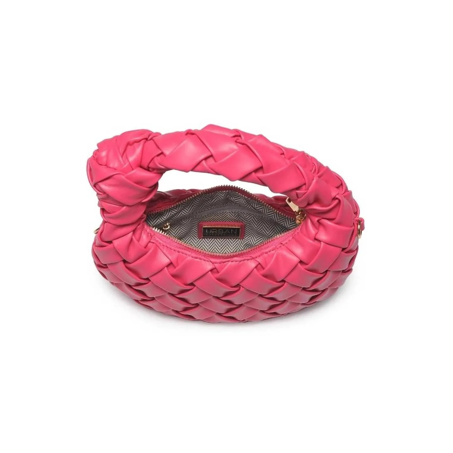 Women's Nadia Woven Knotted Handle Purse Crossbody Bag In Hot Pink