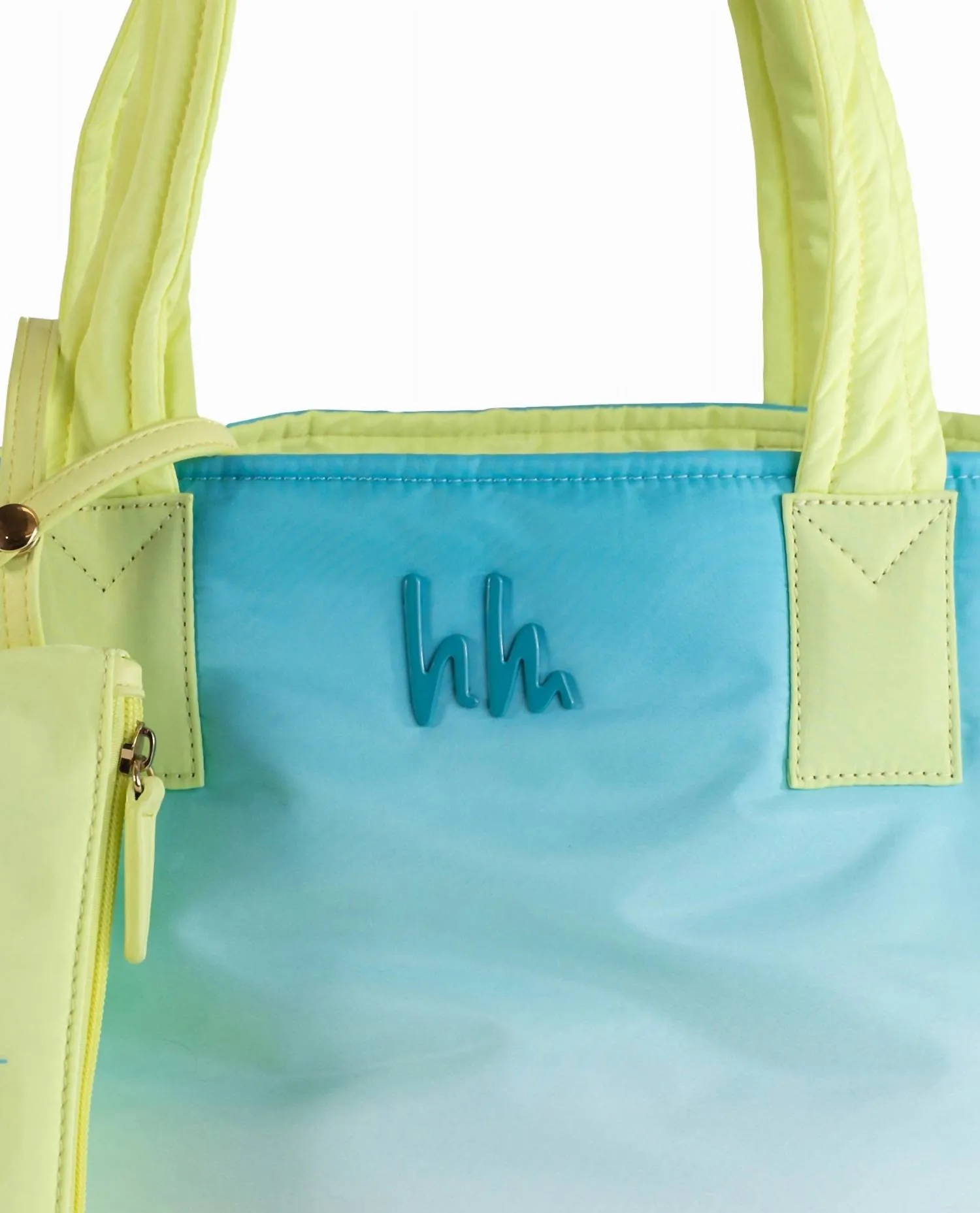 Women's Nylon Reversible Tote Bag In Blue Yellow Ombre