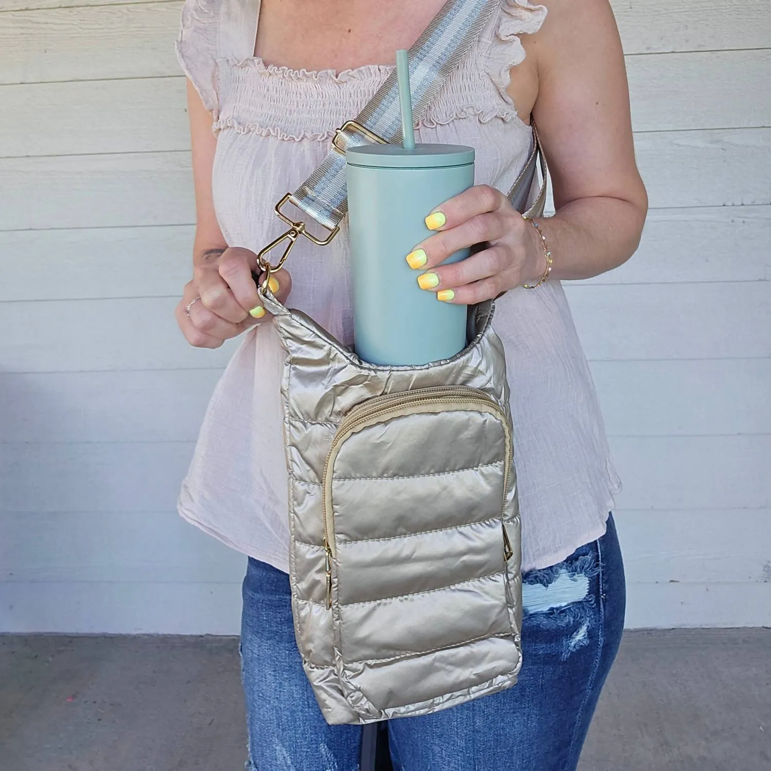 Women's Puffer Crossbody In Gold
