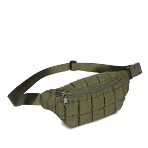 Women's Quilted Nylon Belt Bag In Olive