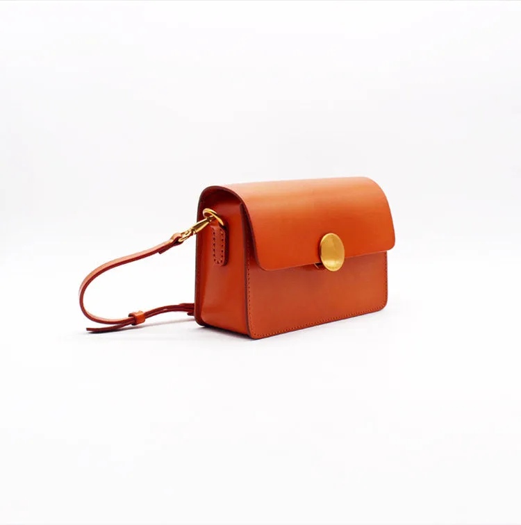 Womens Tan Leather Small Crossbody Bag Handmade Satchel Shoulder Bag for Ladies