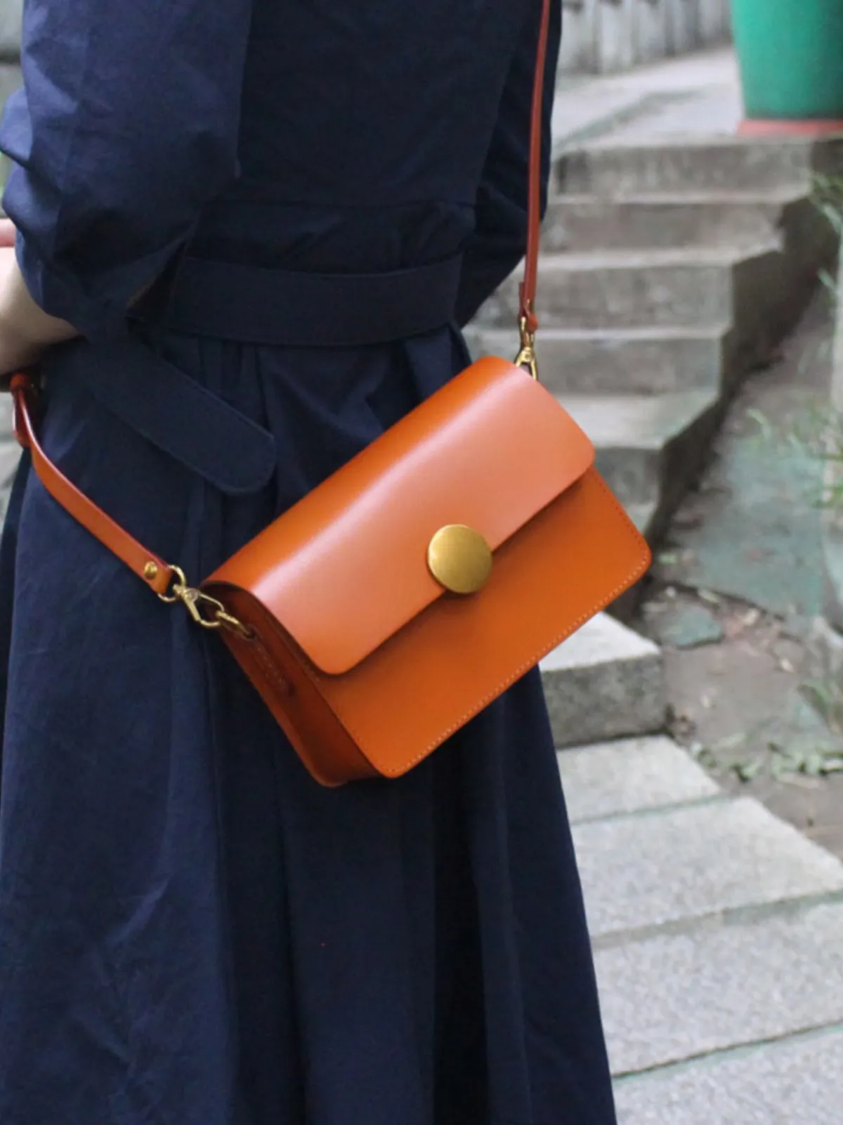 Womens Tan Leather Small Crossbody Bag Handmade Satchel Shoulder Bag for Ladies