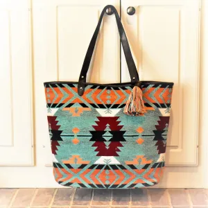Women's Total Package Aztec Tote Bag In Coral/mint/maroon