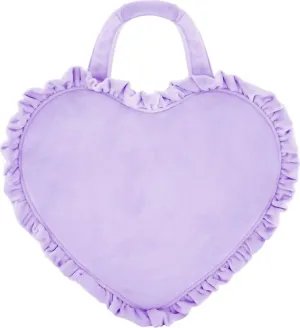 Women's Velvet Ruffle Mini Heart Tote Bag In Galaxy (Purple)