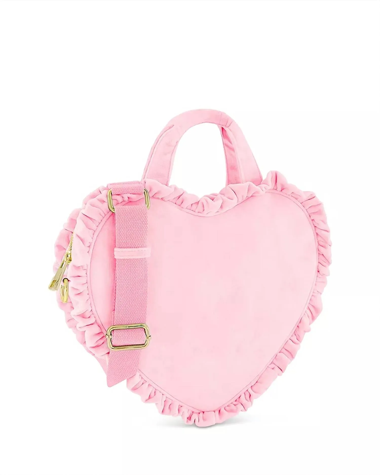 Women's Velvet Ruffle Mini Heart Tote Bag In Sunburst (Pink)