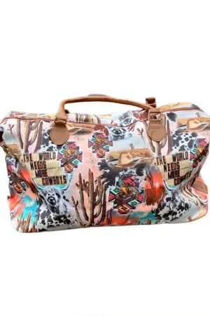 World Needs More Cowboys Western Graphic Large Weekender Tote In Multicolor