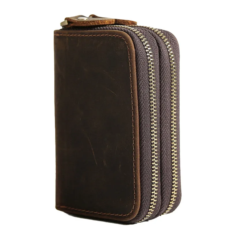 Zipper Key Holder for Car Keys Leather Key Wallet Mens Leather Car Key Fob Wallet Leather Key Holder Wallet