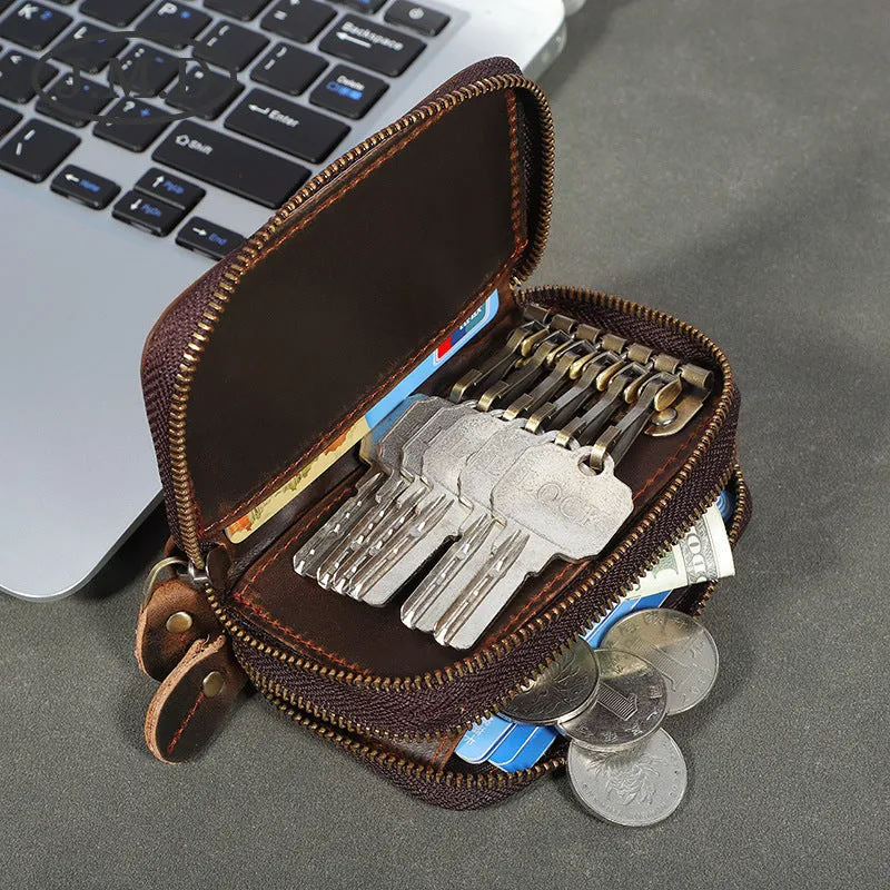 Zipper Key Holder for Car Keys Leather Key Wallet Mens Leather Car Key Fob Wallet Leather Key Holder Wallet