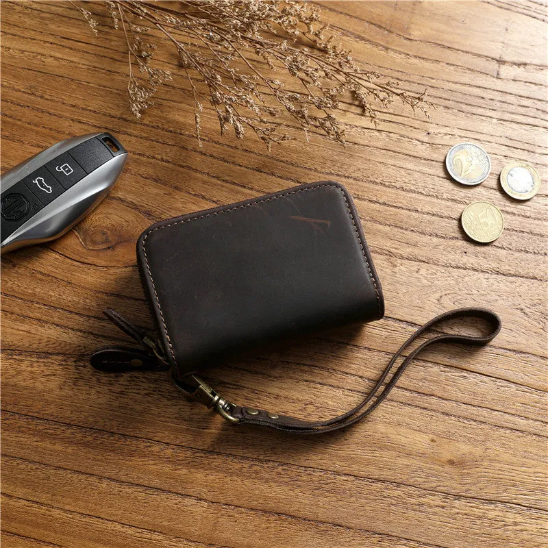 Zipper Key Holder for Car Keys Leather Key Wallet Mens Leather Car Key Fob Wallet Leather Key Holder Wallet